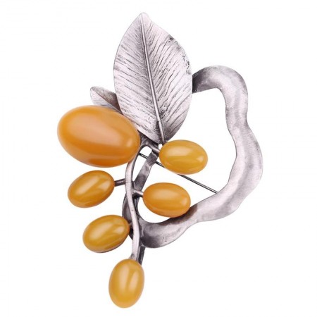 Стильная брошь-8401- желтый фото | Brulik