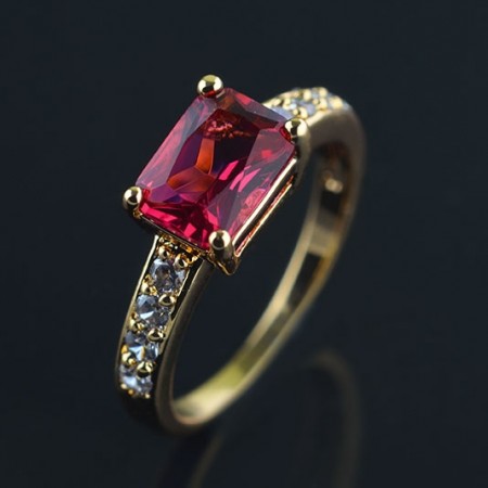 Позолоченное кольцо XP 1611-красный фото | Brulik