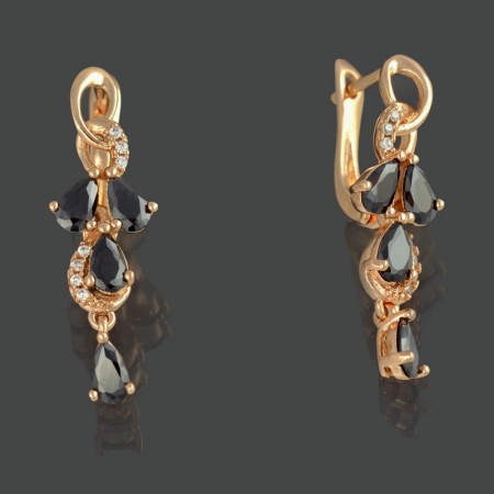 Позолоченные серьги XP 9287-черный фото | Brulik