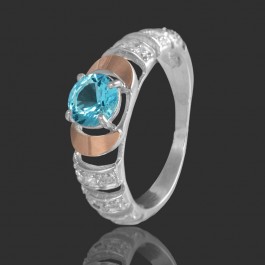 Серебряное кольцо с золотыми вставками 45