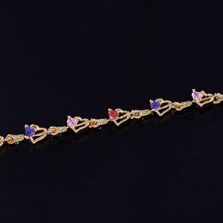 Позолоченный браслет с фианитами ХР 10-7435-мультиколор фото | Brulik