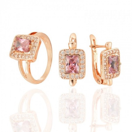 Позолоченный комплект Fallon 81200248-розовый фианит фото | Brulik