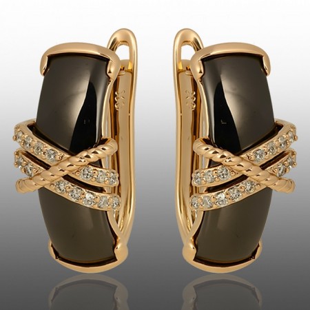 Позолочені сережки керамічні Xuping 24060-чорні фото | Brulik