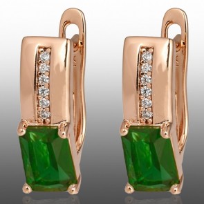 Позолочені сережки Xuping 24336-зелені фіаніти фото | Brulik
