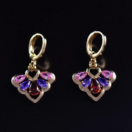 Позолоченные серьги с фианитами 18К 10-9369-мультиколор фото | Brulik