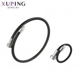 Стальной комплект Xuping 315-черный+родий Free