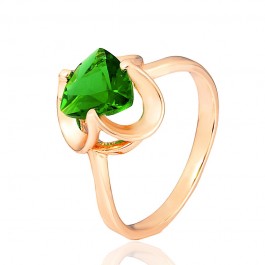 Позолоченное кольцо Fallon 83200009-зеленый фианит