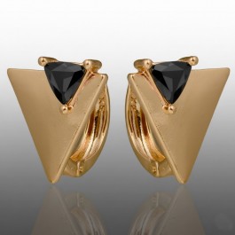 Позолочені сережки Xuping 24665-чорний фіаніт