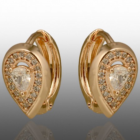 Позолочені сережки Xuping 24701-білий фіаніт фото | Brulik