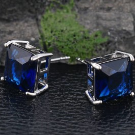 Изысканные серьги-гвоздики с фианитами ХР 91672 - синий