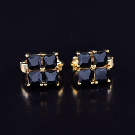 Позолоченные серьги с фианитами ХР 10-9269-черный фото | Brulik