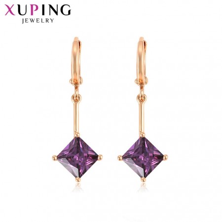 Позолоченные серьги Xuping 94685 - фиолетовый фото | Brulik
