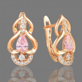 Позолоченные серьги Xuping 22477-розовые фианиты