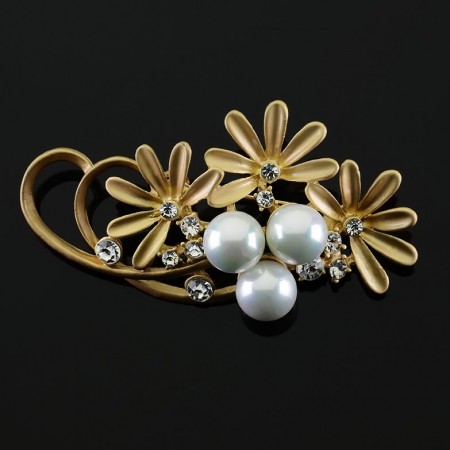 Брошь Цветы с жемчугом 7247 фото | Brulik
