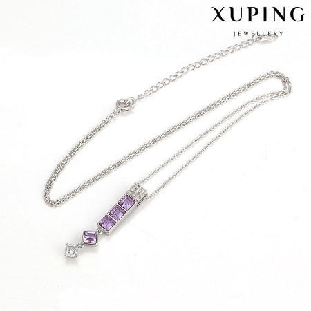 Цепь с кулоном Xuping 43618-лиловые фианиты фото | Brulik