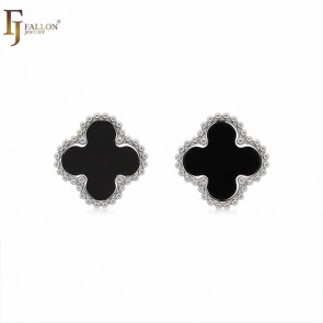 Сережки гвоздики у стилі Ван Кліф Fallon 42233006-чорний фото | Brulik