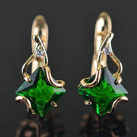 Позолоченные серьги  XP 9155-зелен фото | Brulik