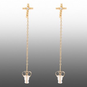 Позолочені сережки-гвоздики "Хрестики"  Xuping 24341 фото | Brulik