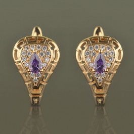 Позолоченые серьги ХР 2660-фиолетовый