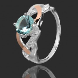 Серебряное кольцо с золотыми вставками 21