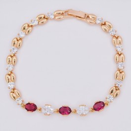 Очаровательный браслет с фианитами 18К 10-7039 - красный корунд