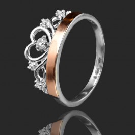 Серебряное кольцо с золотыми вставками 14