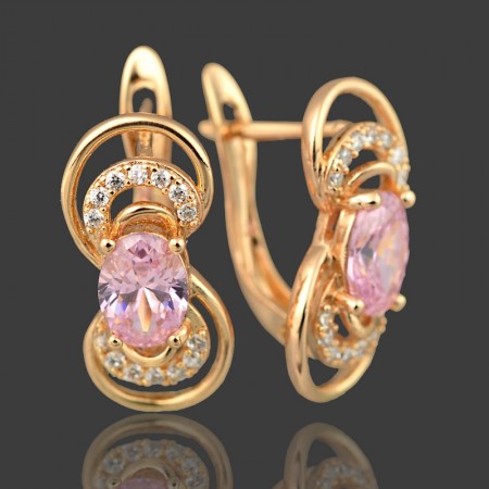 Позолоченные  серьги  XP 20482-розовый фото | Brulik