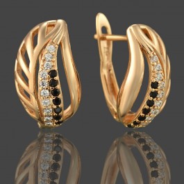 Позолоченные  серьги  XP 20356-черные
