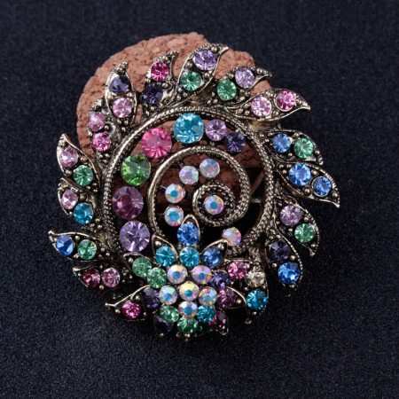 Брошь с цветными фианитами 4381 фото | Brulik