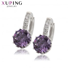 Серьги с фианитами Хuping 29132 - фиолетовые фианиты