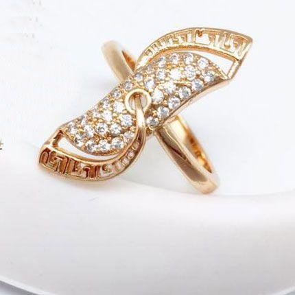 Позолоченное  кольцо с фианитами 10-1115 фото | Brulik