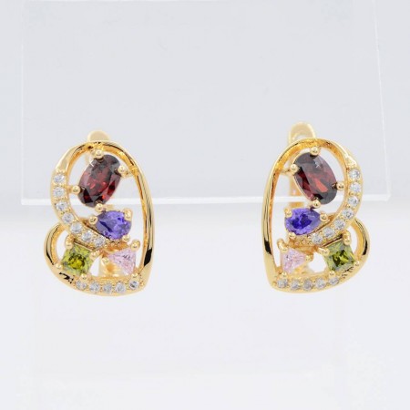 Выразительные серьги с фианитами в позолоте 10-2408 фото | Brulik