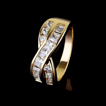 Позолоченное кольцо XP 1123-белый фото | Brulik