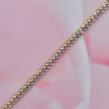 Позолоченный браслет с фианитами оптом 10-7215-лиловый фото | Brulik