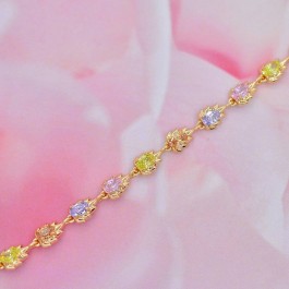 Позолоченный браслет с фианитами 18K 10-7256-мультиколор