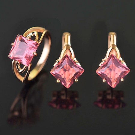 Позолоченный комплект  Fallon 81200102 - розовый фото | Brulik