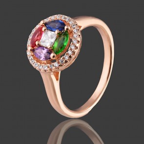 Позолоченное кольцо Xuping 1362-фианиты мультиколор фото | Brulik