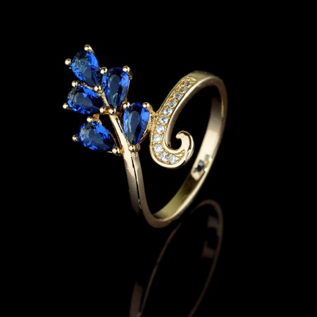 Позолоченное кольцо XP 1652-синий фото | Brulik