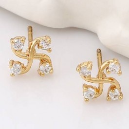 Нежные серьги-гвоздики с фианитами 18К 90380