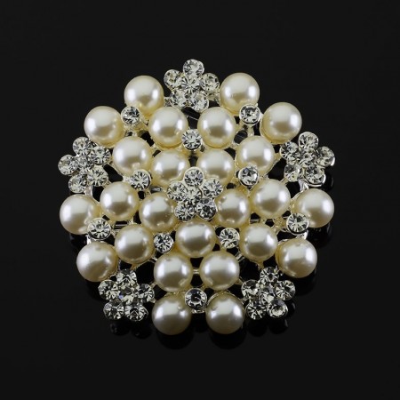 Брошь с жемчугом 13311 - белое золото фото | Brulik