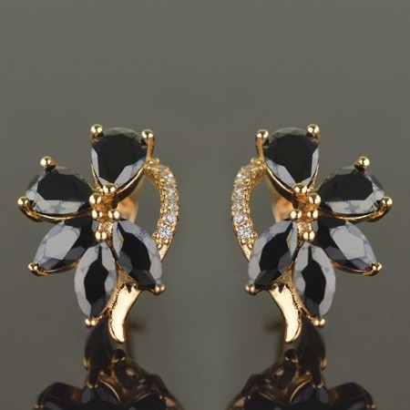 Позолоченые серьги ХР 2656-черный фото | Brulik