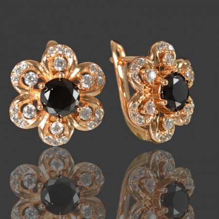 Позолоченные серьги  XP 980-черный фото | Brulik