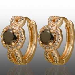 Позолочені сережки Xuping 24683-чорний фіаніт