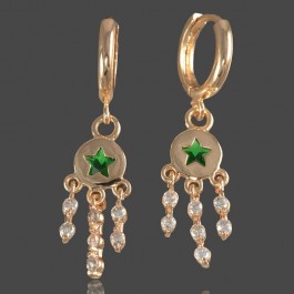 Позолоченные серьги Fallon 8224347-зеленые фианиты