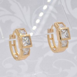 Чудесные серьги-колечки с фианитами оптом 10-9068-белый