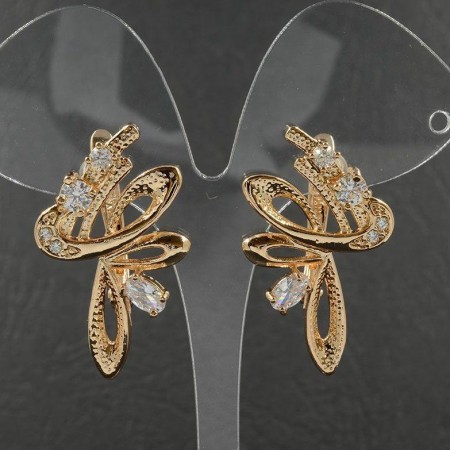 Позолоченные сережки с фианитами Fallon 82200624 фото | Brulik