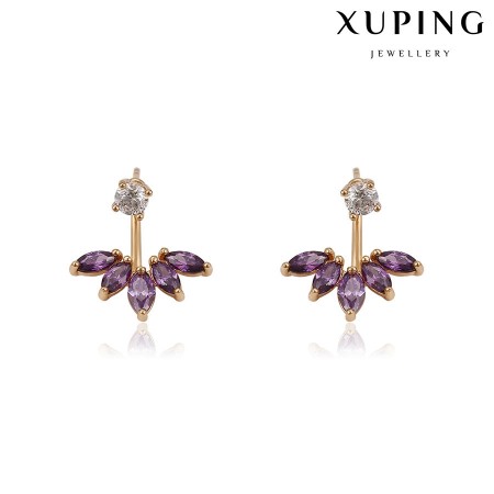 Позолоченные серьги Xuping 93880-фиолетовые фианиты фото | Brulik