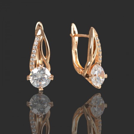 Позолоченные серьги  Xuping 2839-белый фианит фото | Brulik