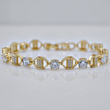 Замечательный браслет с фианитами 18К 73366 - белый фото | Brulik