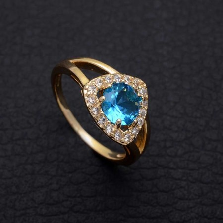 Позолоченное  кольцо Fallon 83200347-голубой фианит фото | Brulik